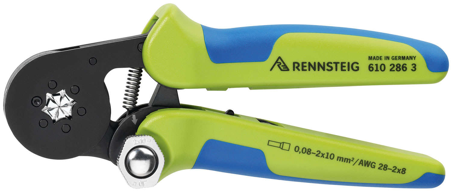 Self-Adjusting Crimping Tool for end-sleeves (28-2x8 AWG) - Hexagonal Crimp Profile